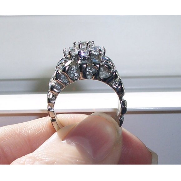 STAINLESS STEEL Men's Nugget CZ Cluster Ring - Picture 5 of 11